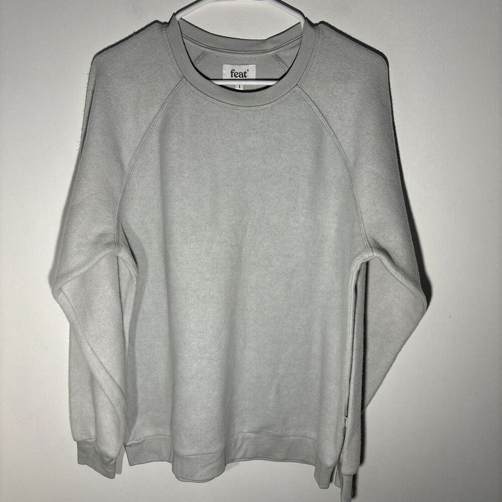 Feat Clothing Blanket Blend Crew Pullover Sweatshirt Glacier Gray Sz 1 Unisex